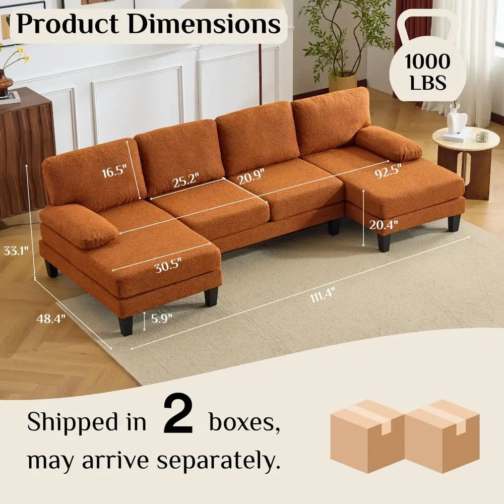 U-Shape Sectional Couche with Double Chaises