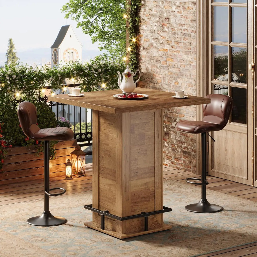 Rustic Square Top High Bar Table