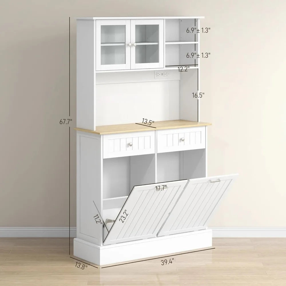 68" Kitchen Pantry Storage Cabinet