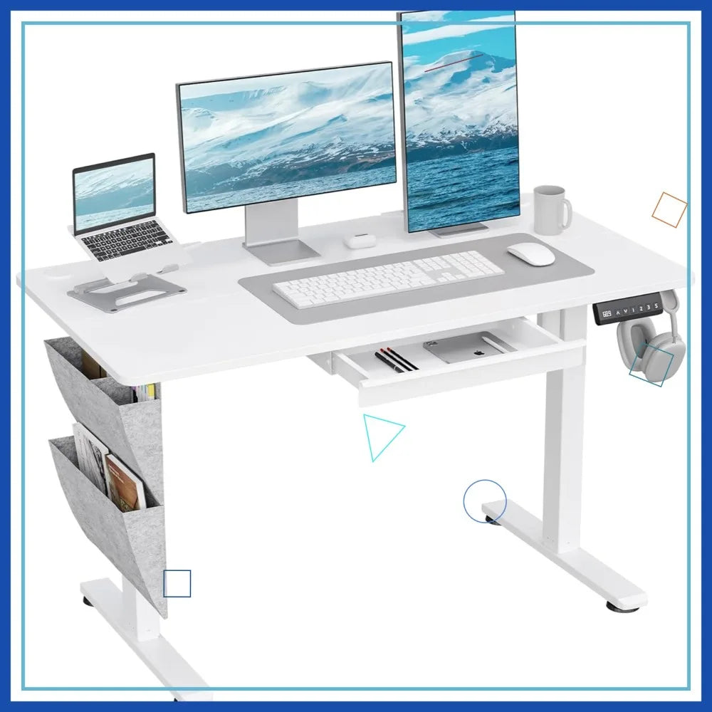 Electric Standing Desk with Drawers