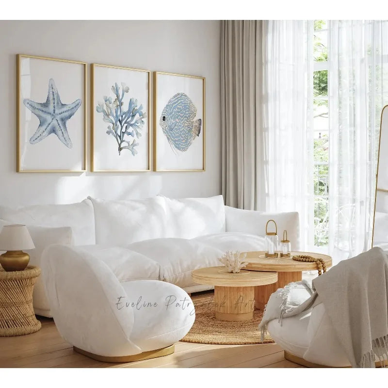 Coastal Frameless Poster Wall Art (Set of 3)