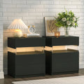 Bedside Tables (Set of 2) with LED Lighting