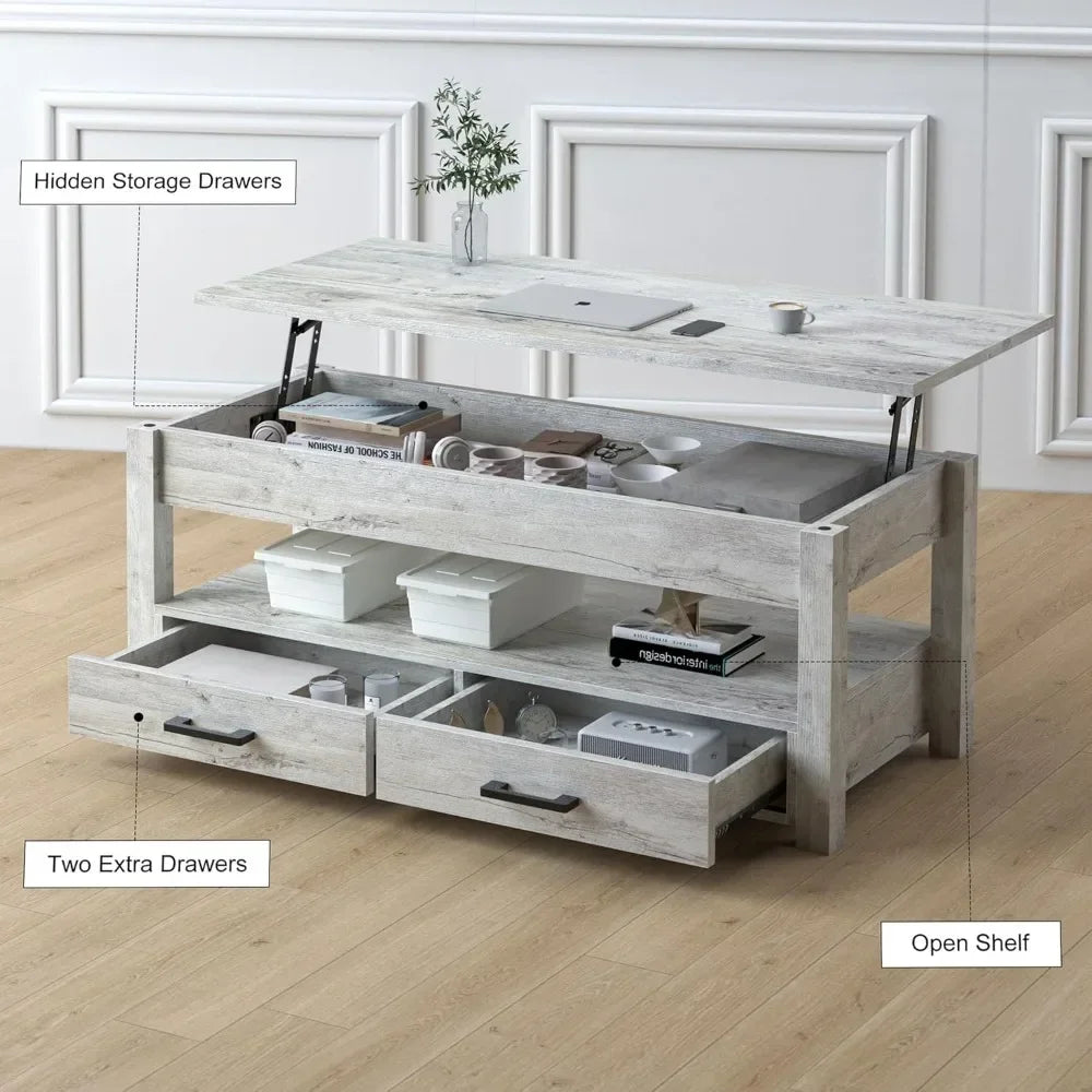 Lift-top coffee table with storage