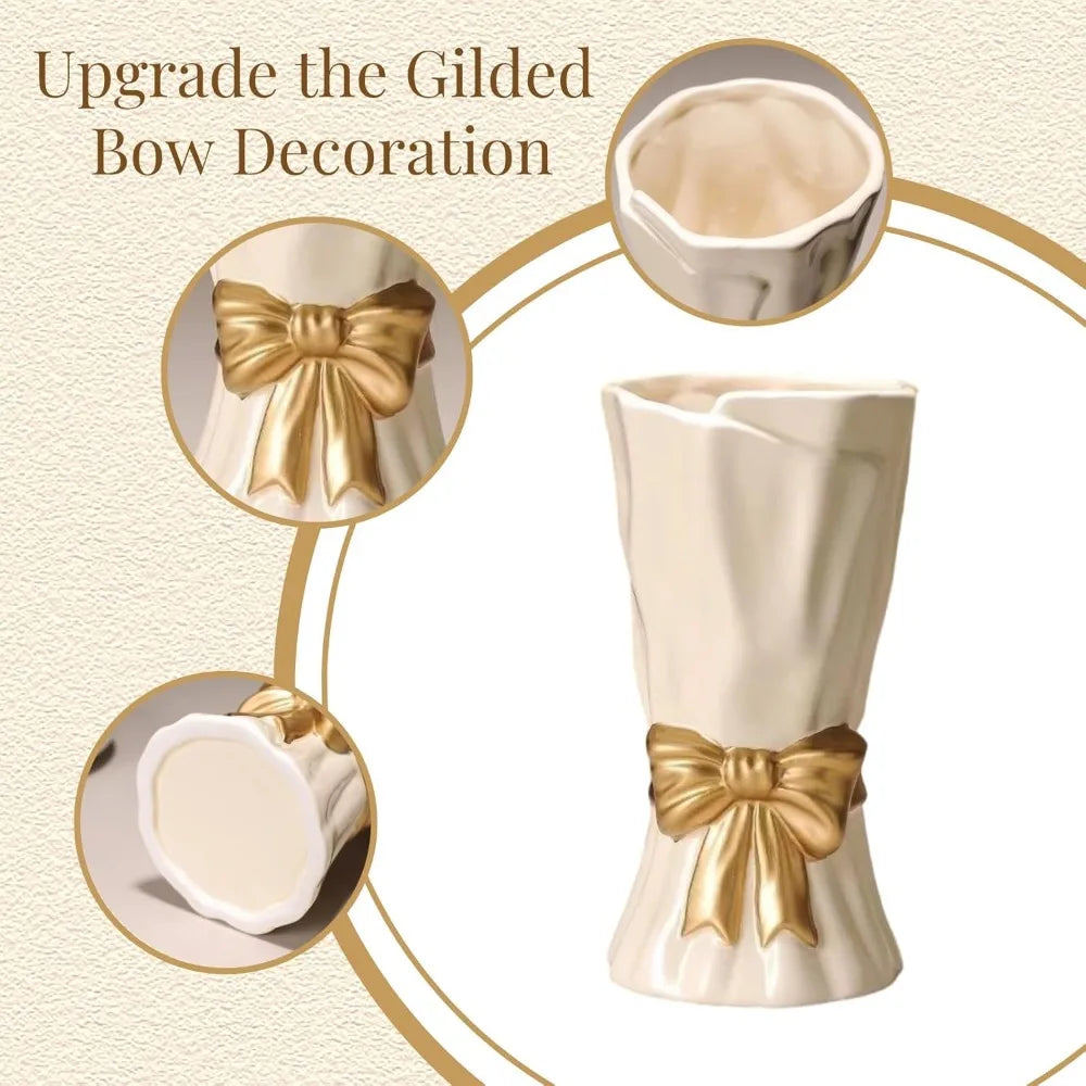 White Bohemian Style Bow vase