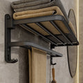 Matte Black 50CM Folding Towel Holder With Hooks