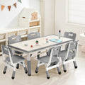 Adjustable Height Desk with Graffiti Desktop with 6 Seats