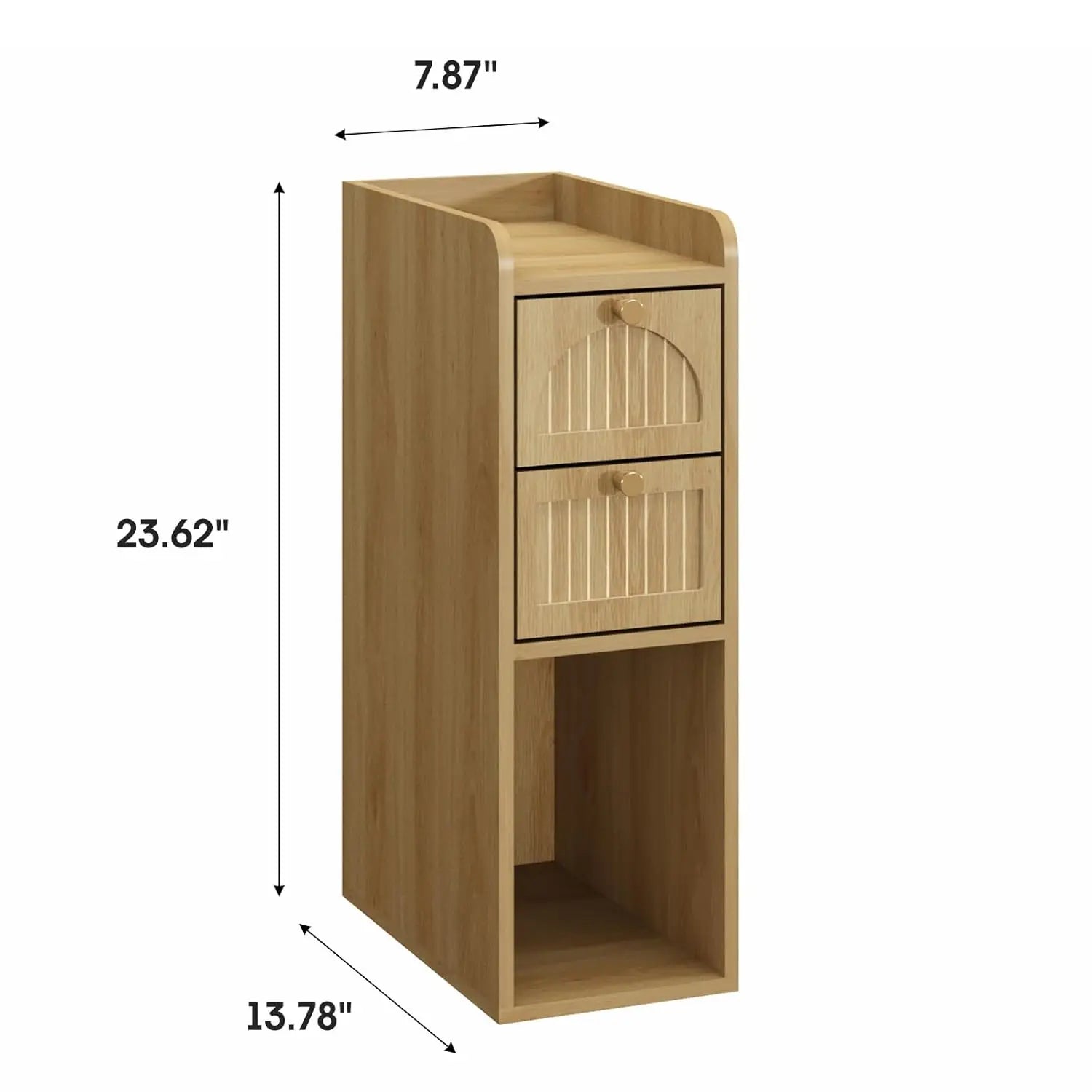 Mid-Century Modern Fluted Narrow Nightstand (Set of 2)