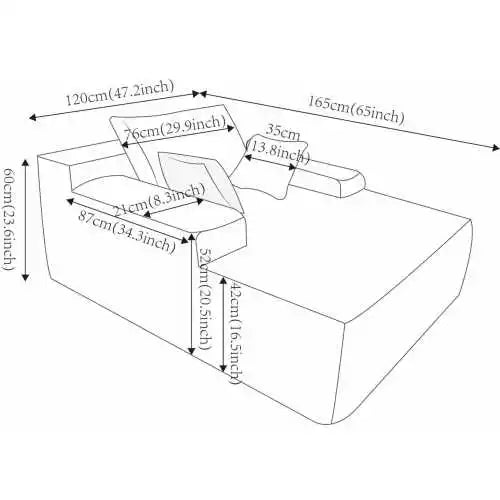 Cozy Convertible Boneless Chaise Lounge Chair