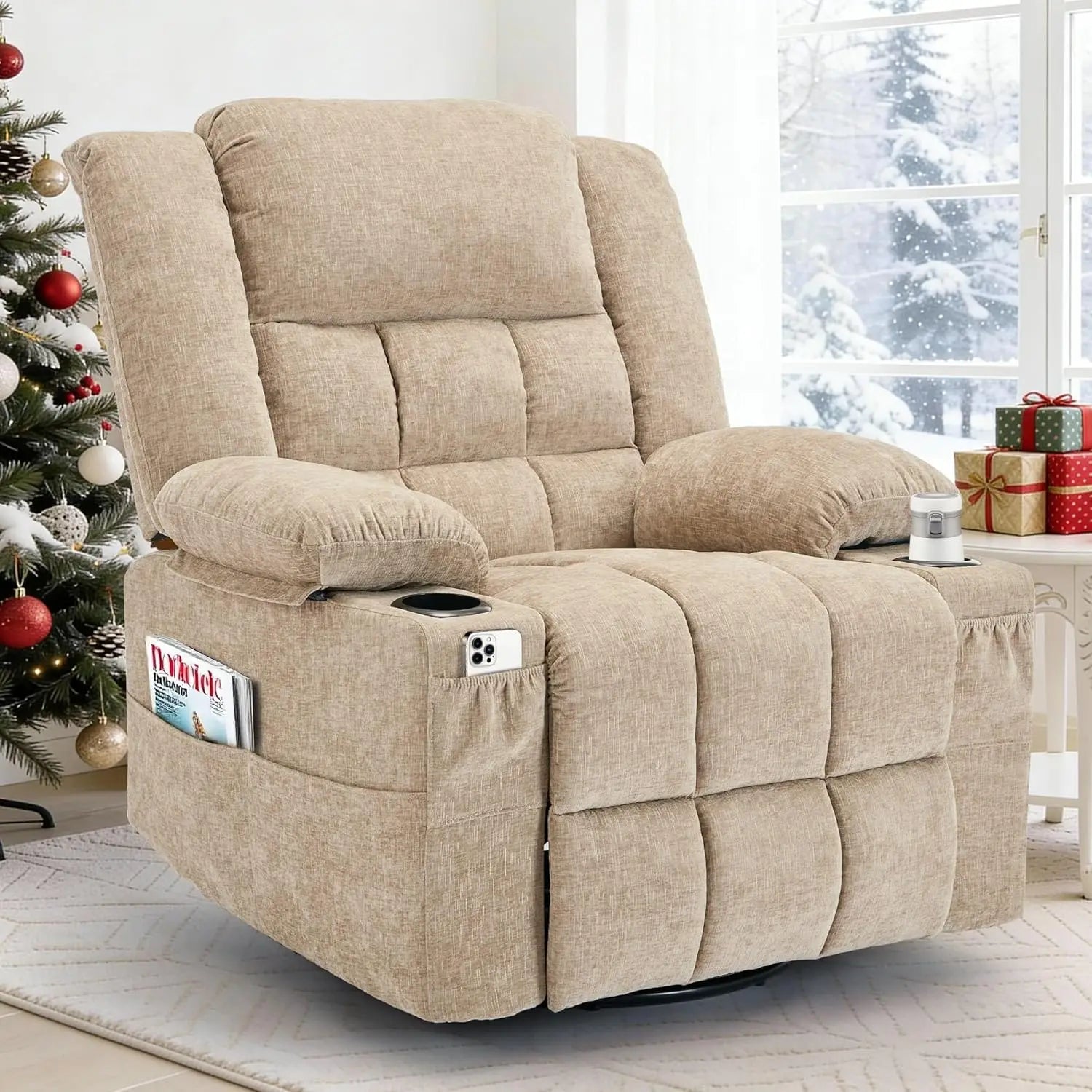 Swivel Rocker Recliner with Massage and Heating