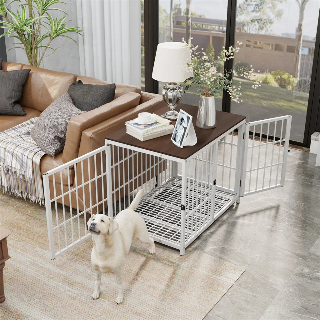 White Furniture Style Dog Crate X-Large Dogs