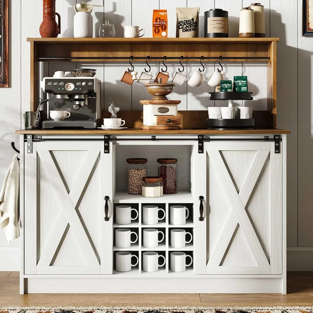 Farmhouse Coffee Bar Cabinet with Storage