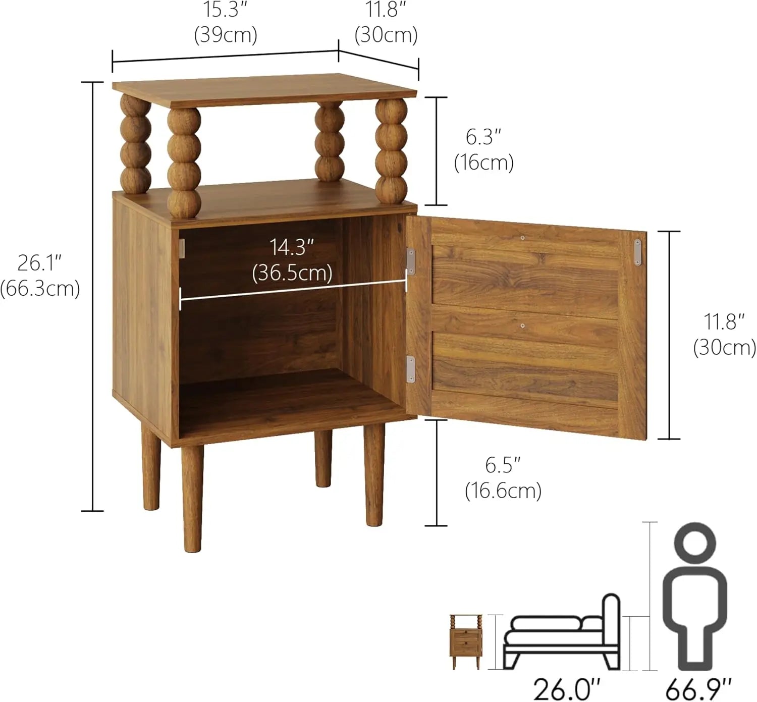 Modern Bedside Table with Storage Drawer