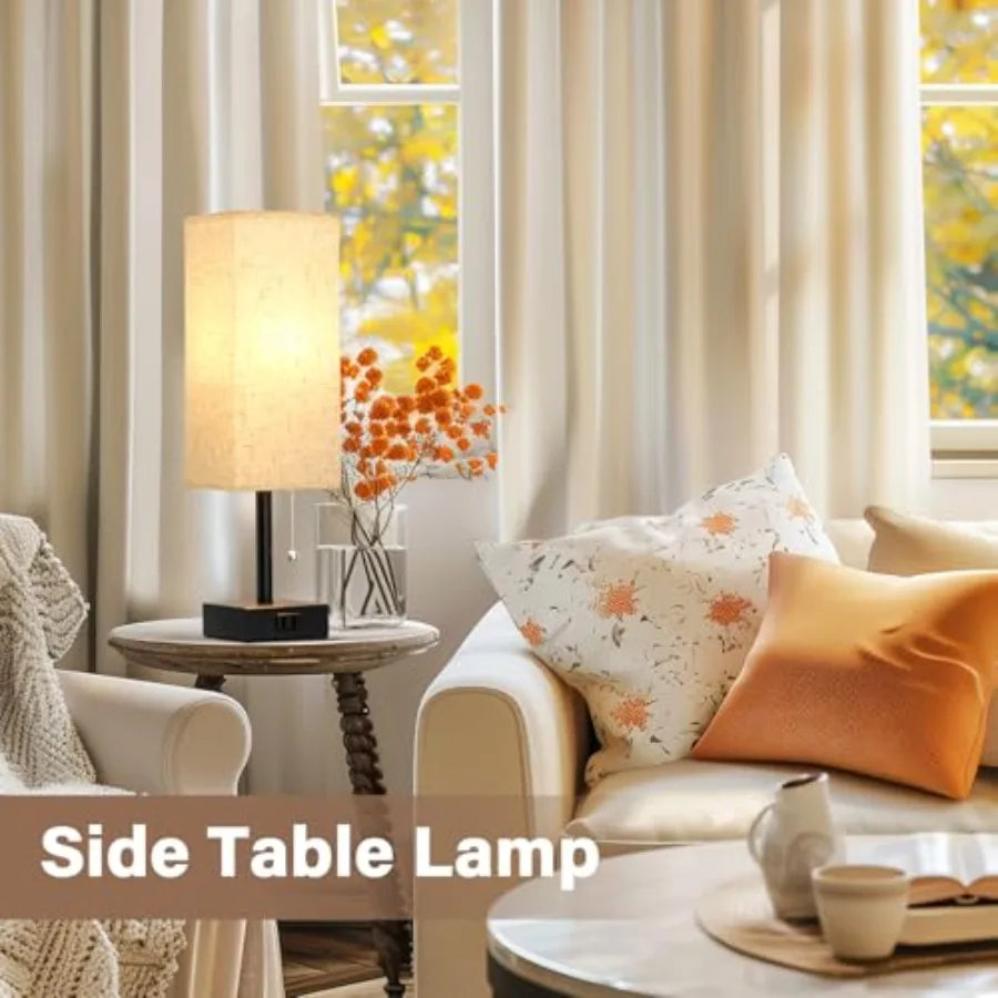 Small Rectangular Nightstand Lamp Set of 2