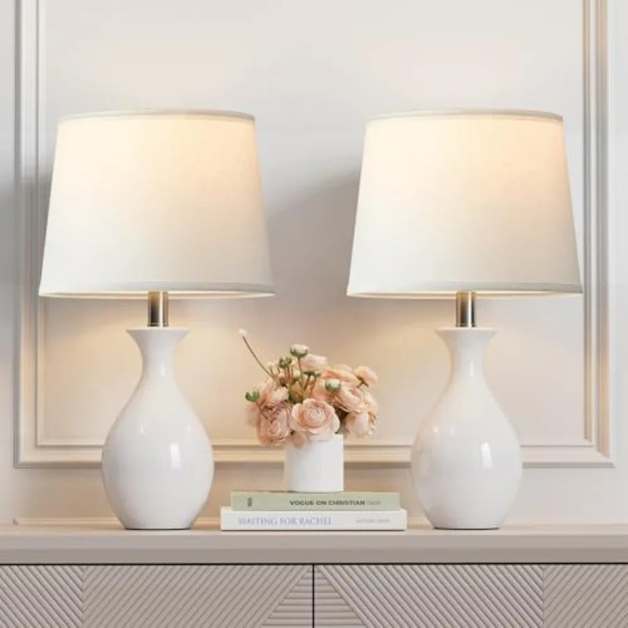 Modern Ceramic Bedside Lamps Set of 2