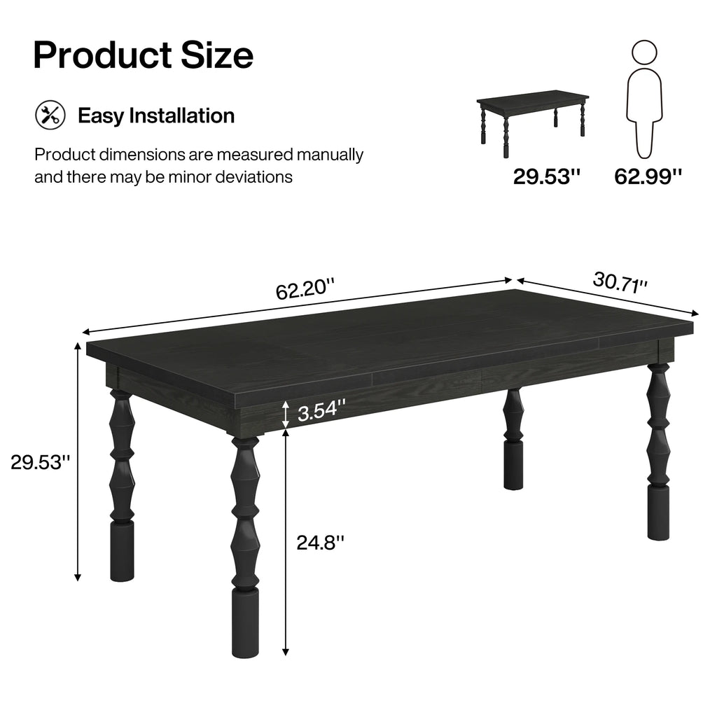 Farmhouse Wood Dining Table for 4-6 People