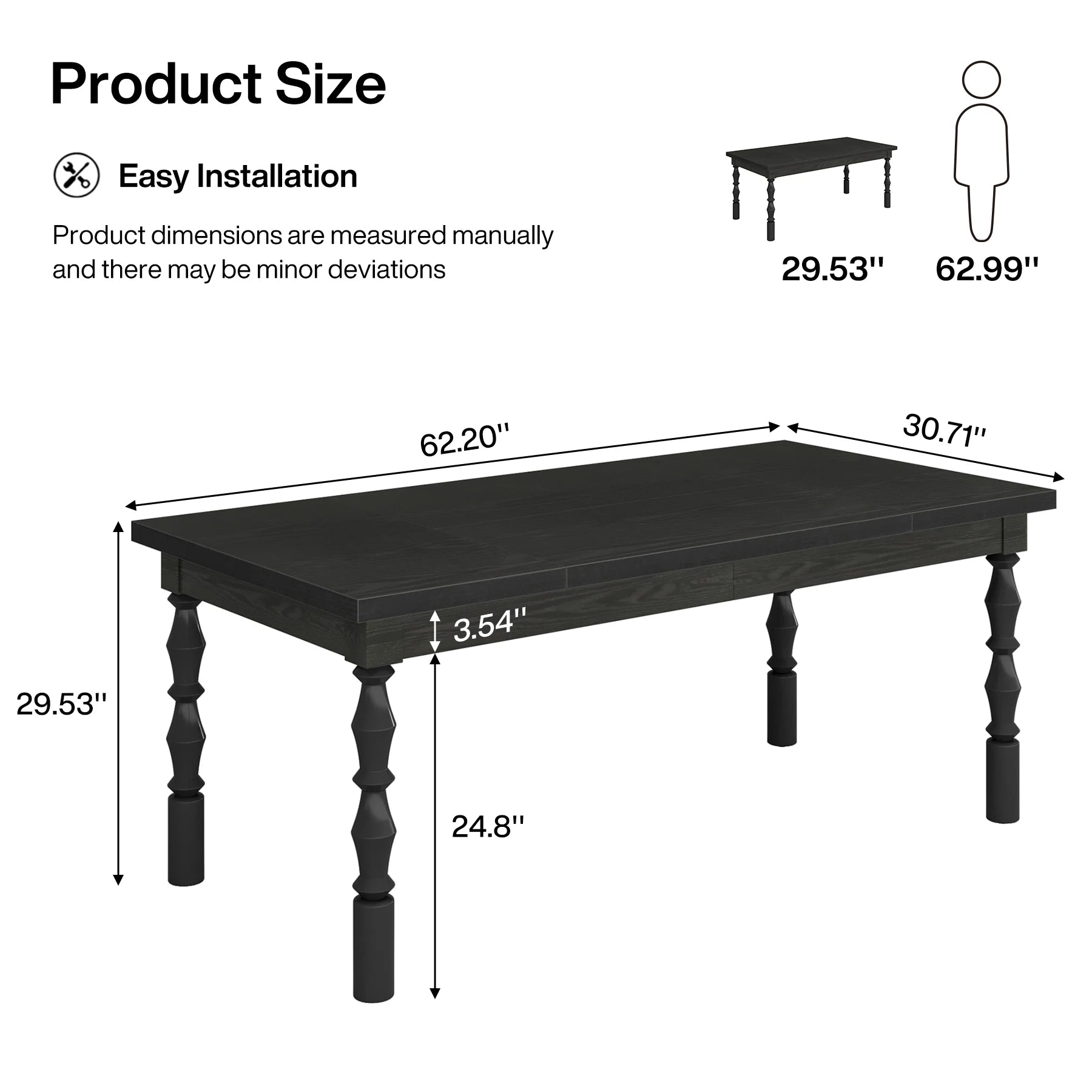 Farmhouse Wood Dining Table for 4-6 People