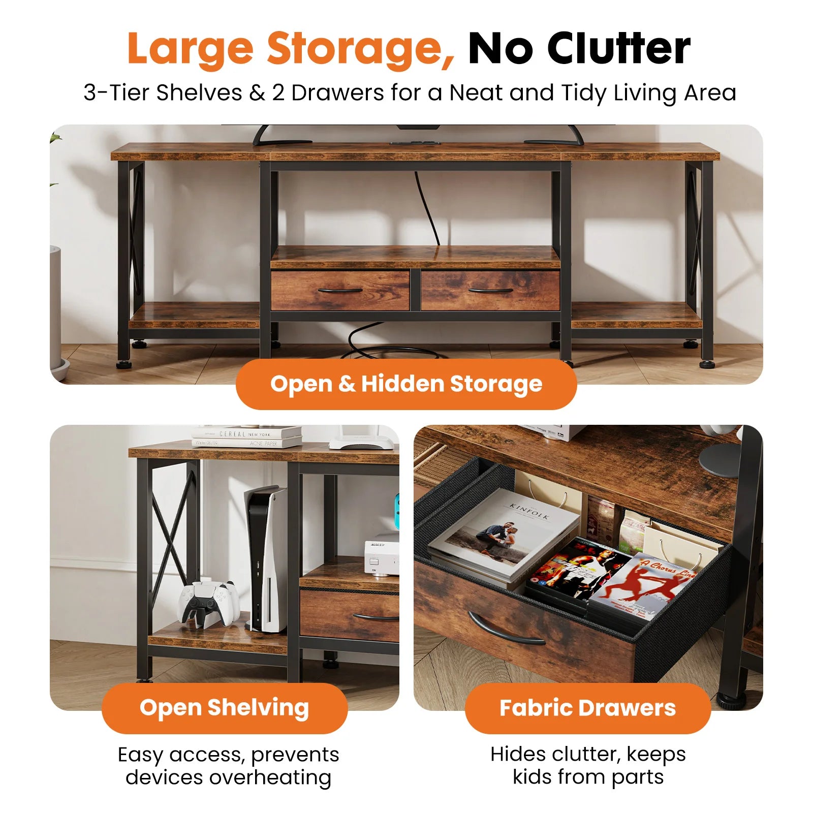 Wooden TV Stand For Up To 70/75 Inch TV