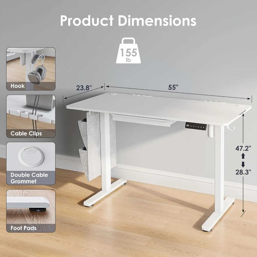 Electric Standing Desk with Drawers
