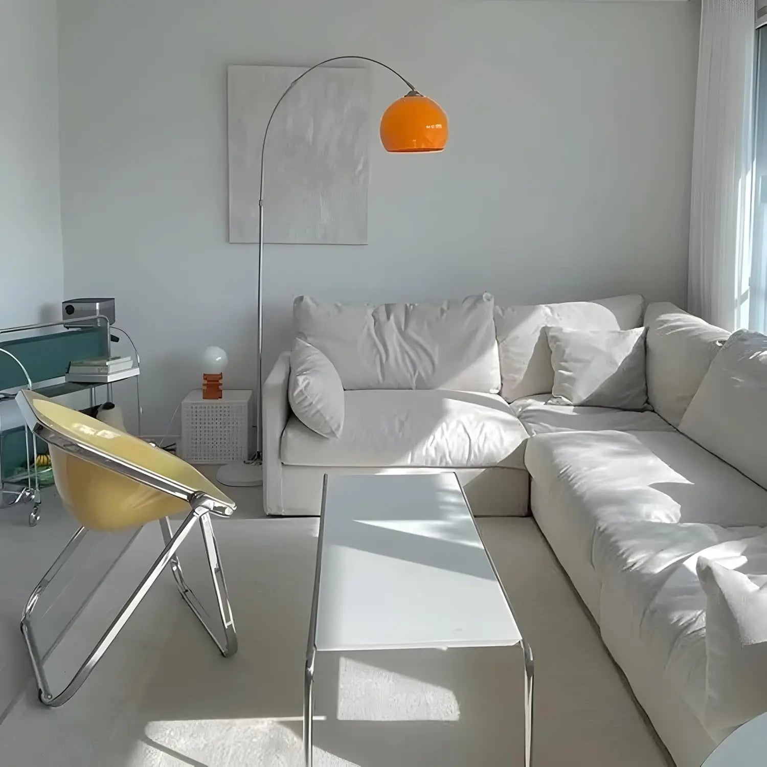 Nordic Floor Lamp with Orange Acrylic Shade