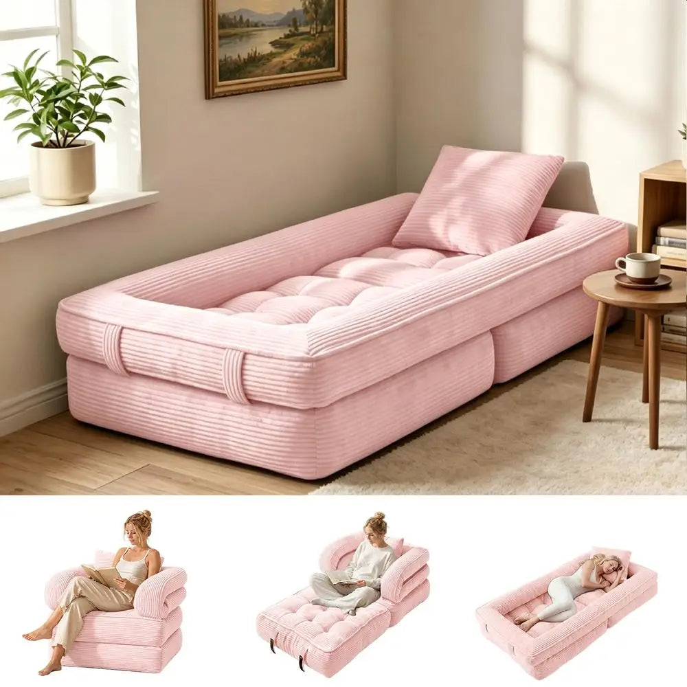 Convertible Boneless Sleeper Chair with Armrests