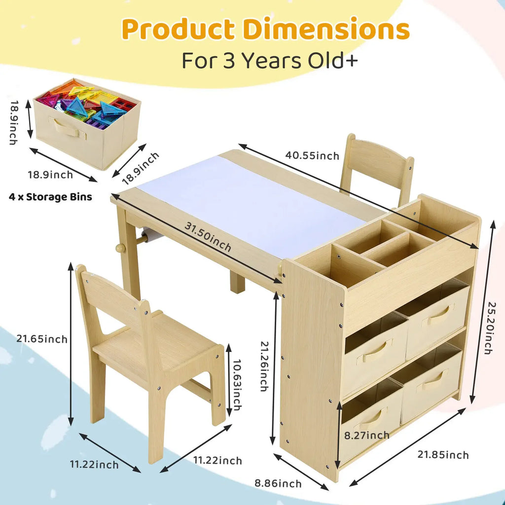 Kids Art Table and 2 Chair Set