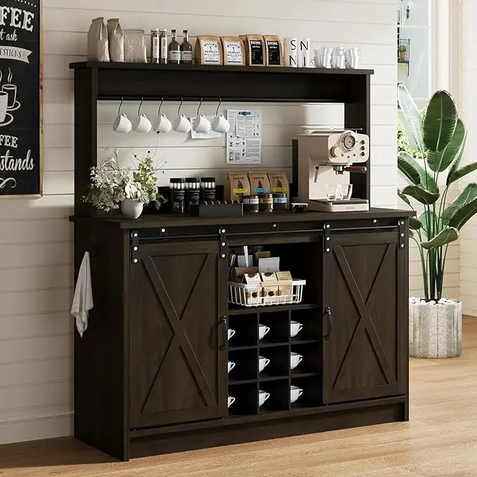Farmhouse Coffee Bar Cabinet with Storage