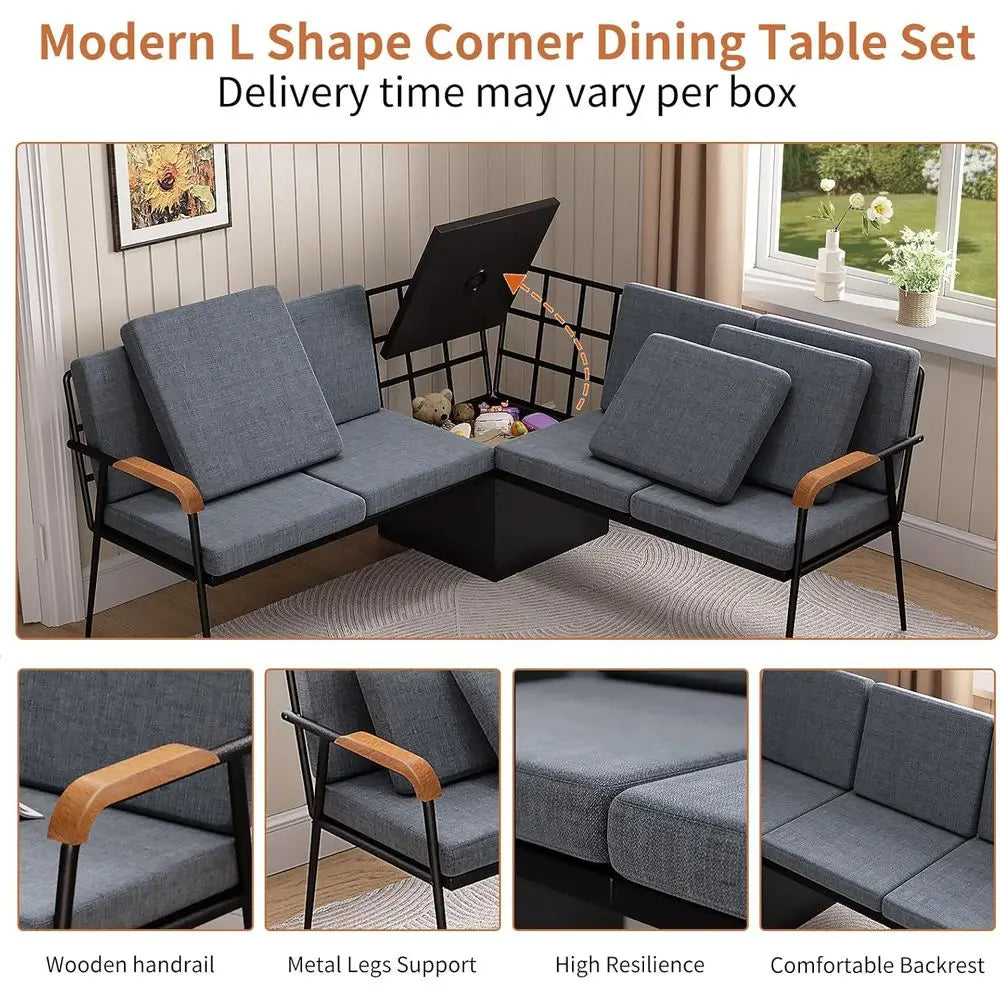 Breakfast Nook Table with Storage Bench