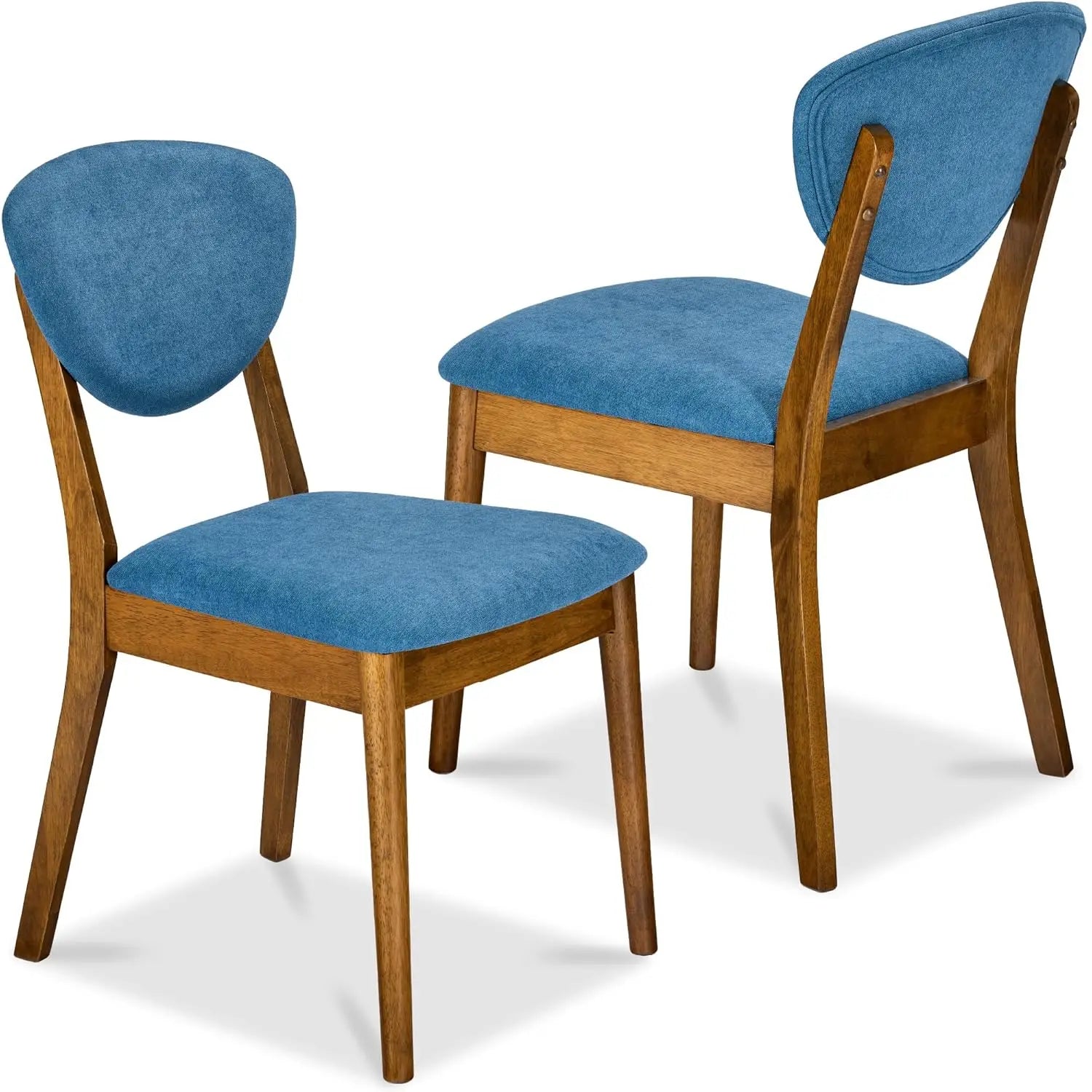 Mid-Century Modern Upholstered Wood Armless Dining Chairs (Set of 2)