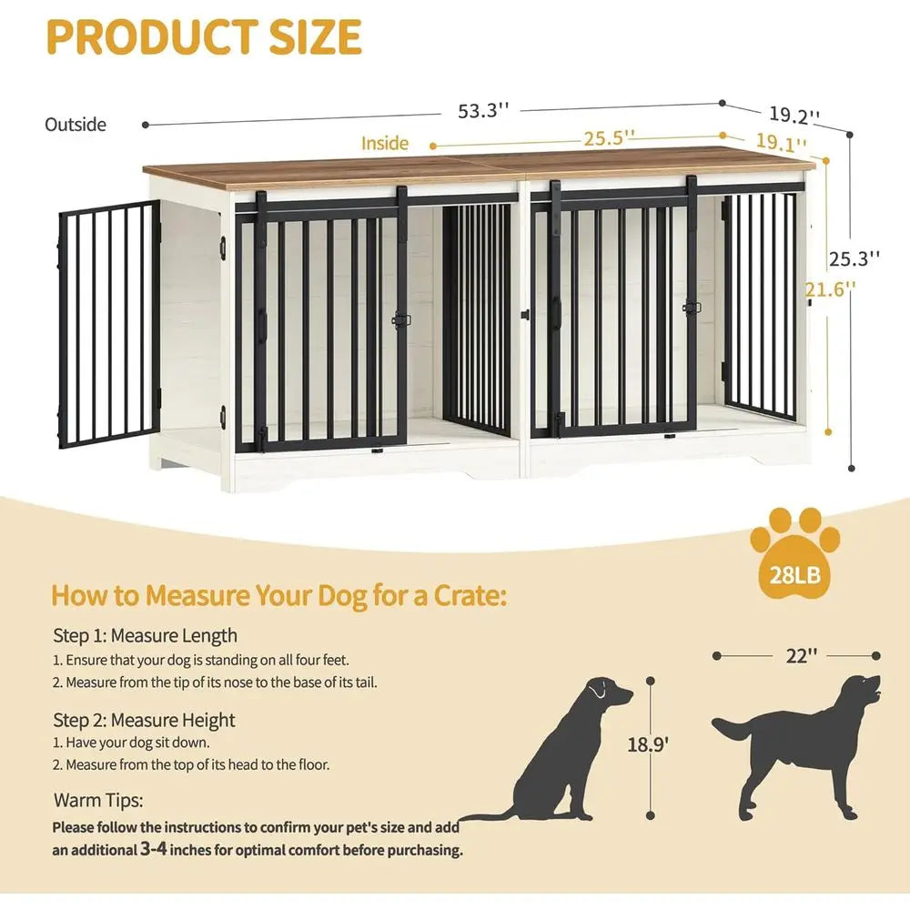 Heavy Duty Wooden Double Dog Cage with Divider