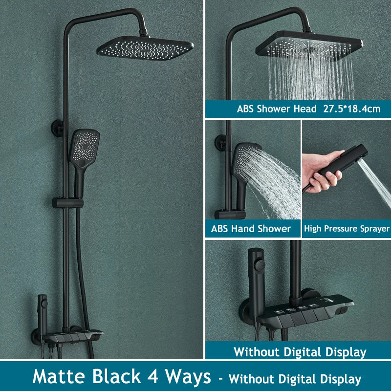 Black Rainfall Bathroom Shower System