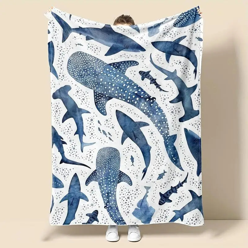 Whale shark pattern warm blanket