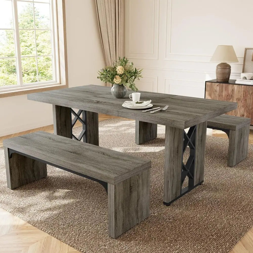 Grey 6-Person Kitchen Nook