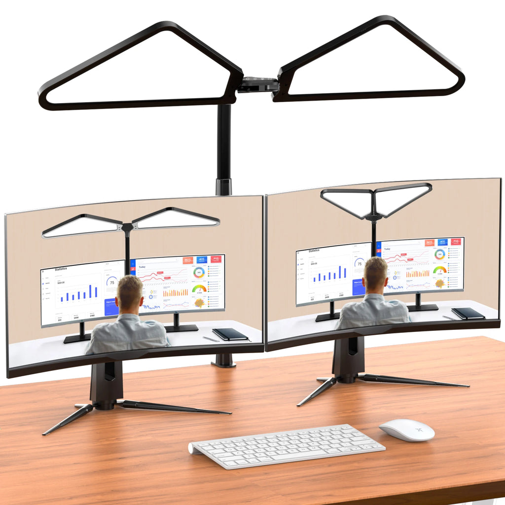 Ultra Large Gooseneck Clamp Desk Lamp Dual Flexible Arm LED Reading Light