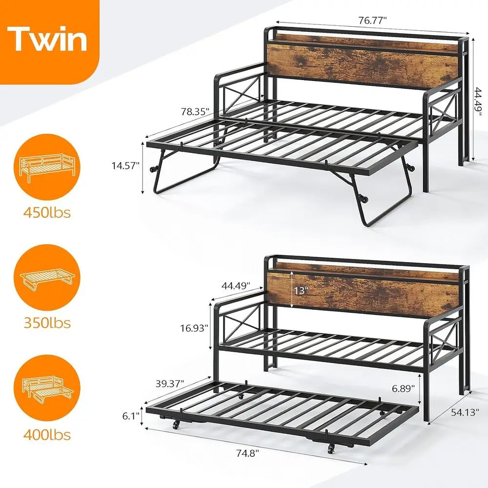 Twin Metal Daybed with Trundle