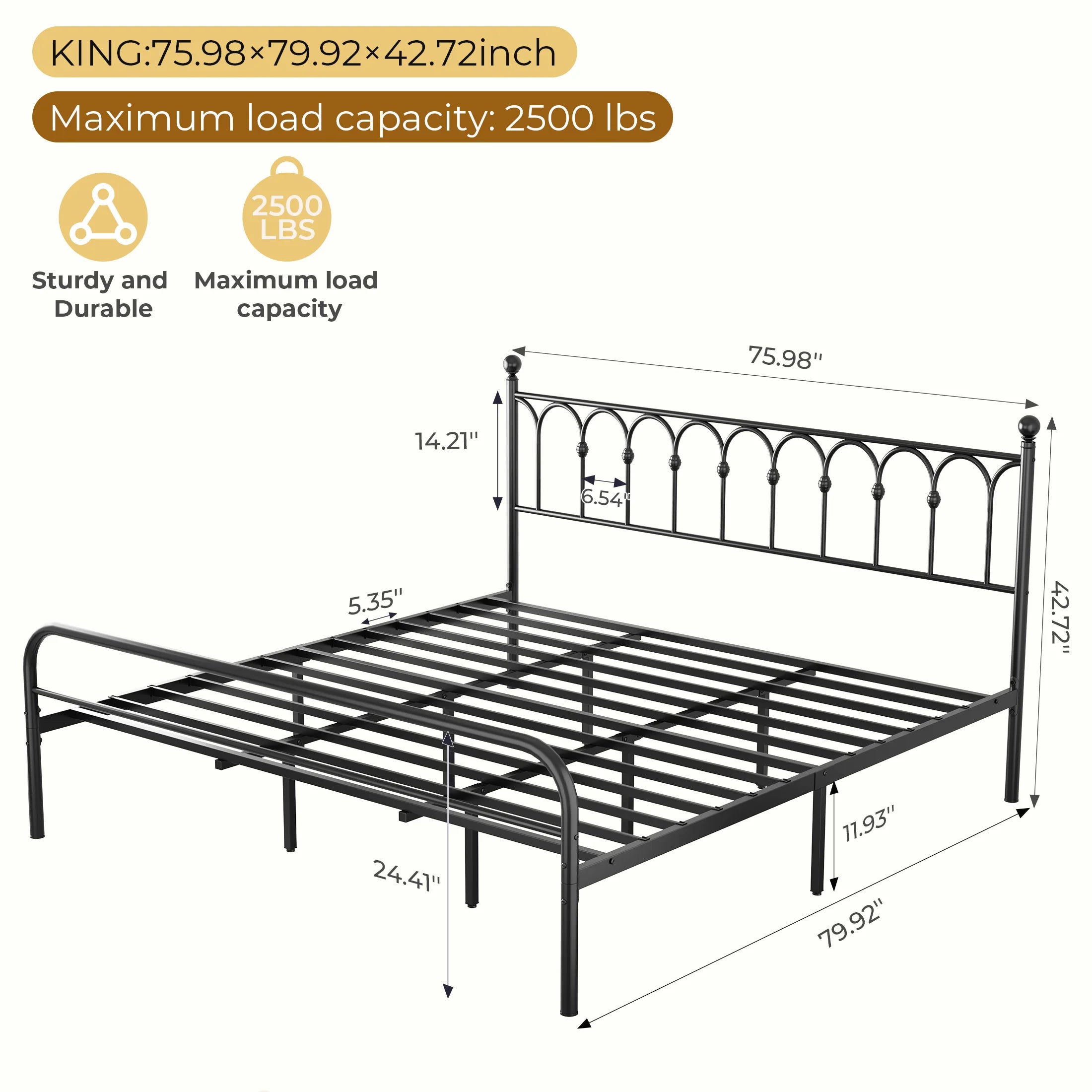 Square Metal Platform Bed Frame Heavy Duty