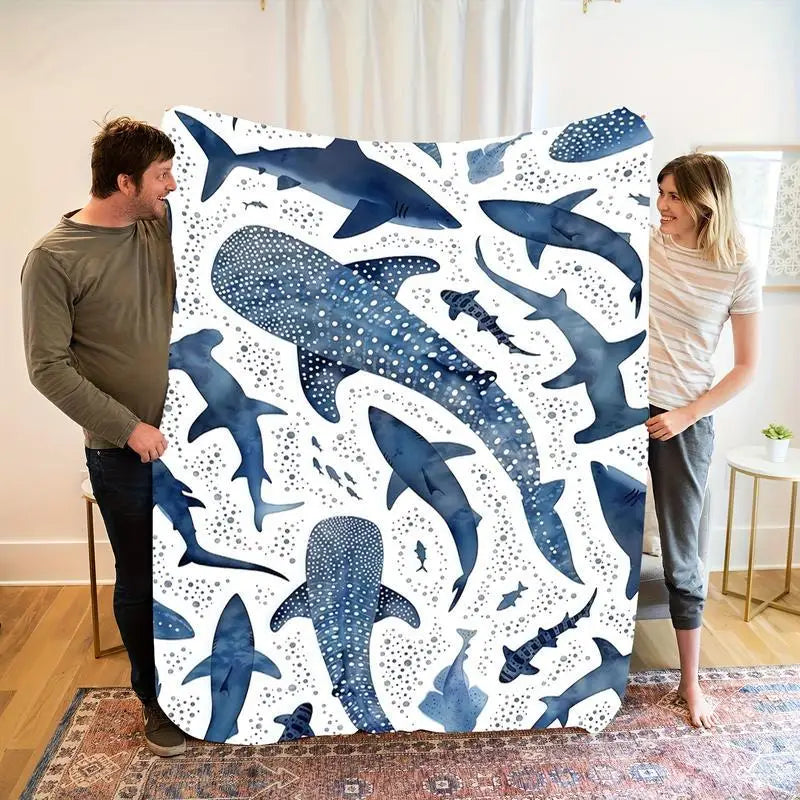 Whale shark pattern warm blanket