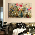 Bohemian floral canvas wall art with solid wood frame