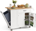 Kitchen Island with Storage and Trash Can Bin