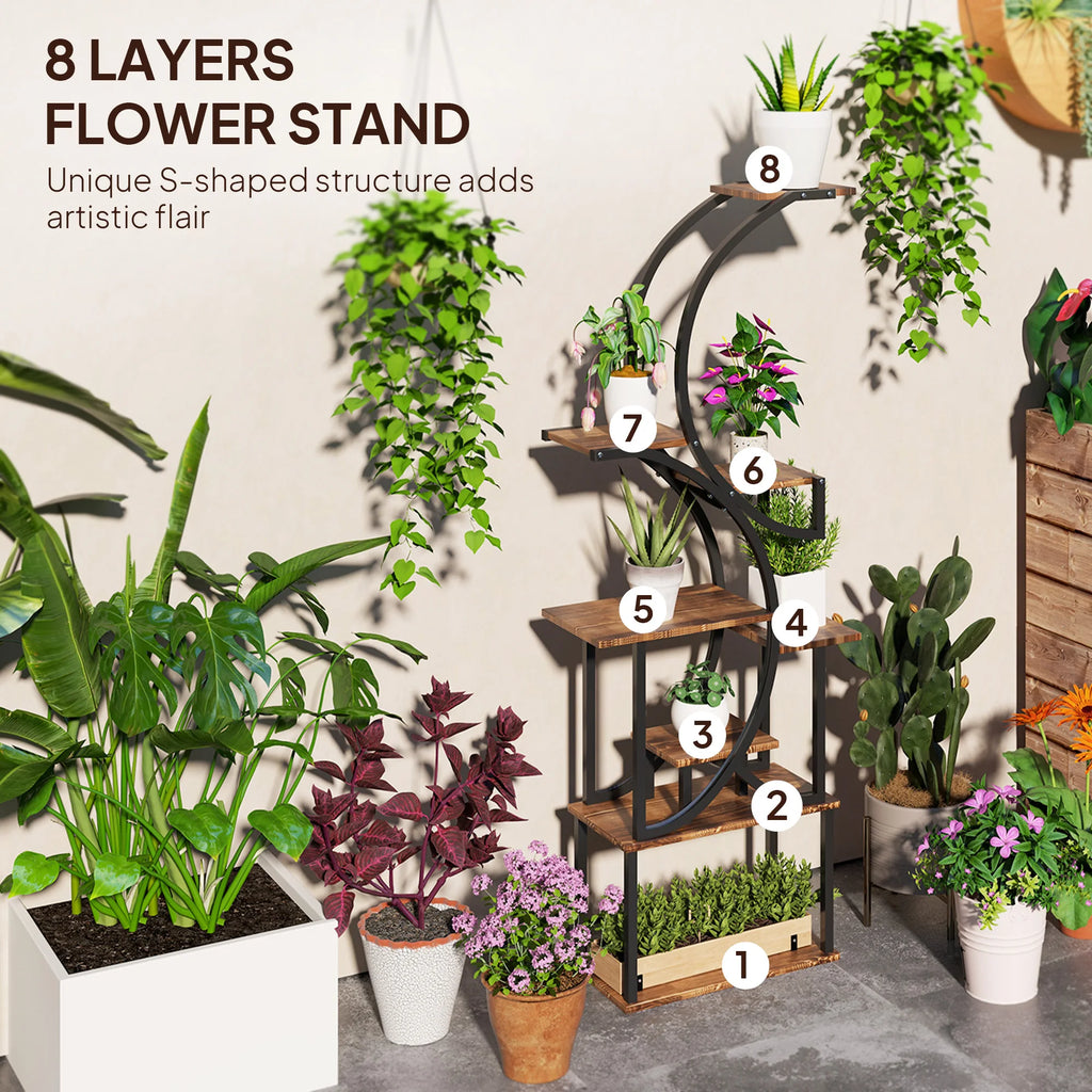 8 Tier Plant Stand, 62" S-Shaped Plant Shelf