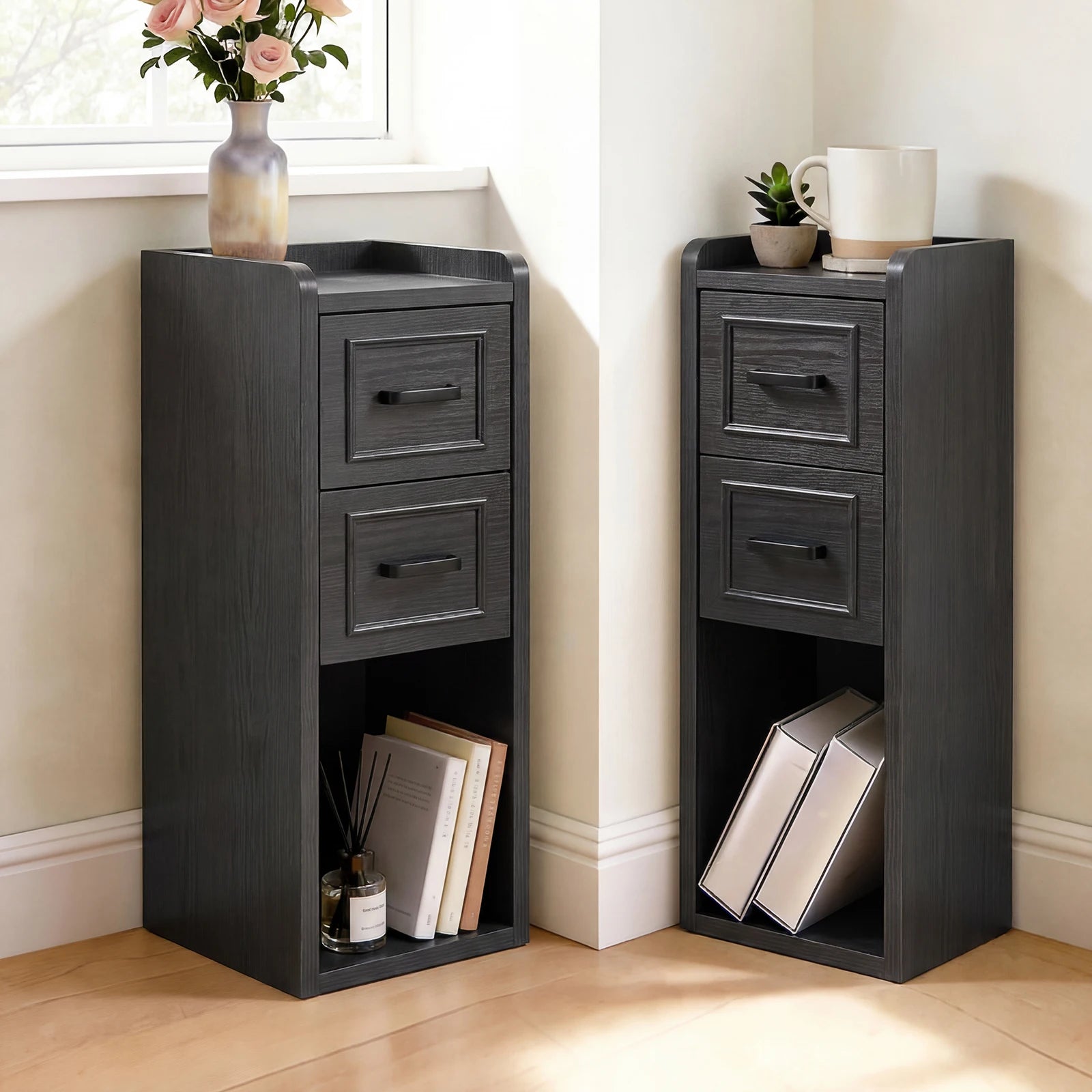 Narrow Modern Nightstand Set of 2