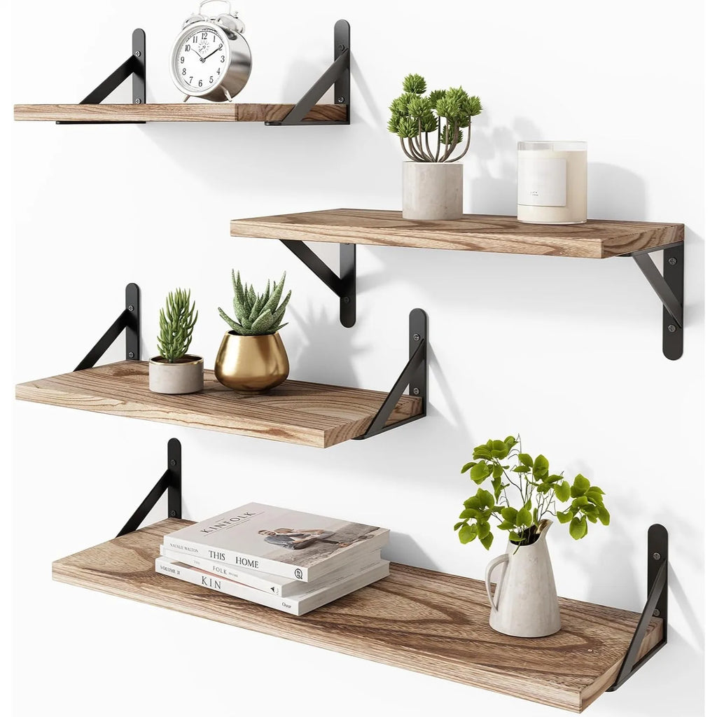 Farmhouse Floating Shelves for Wall Mounted Storage, 4 Different Sizes
