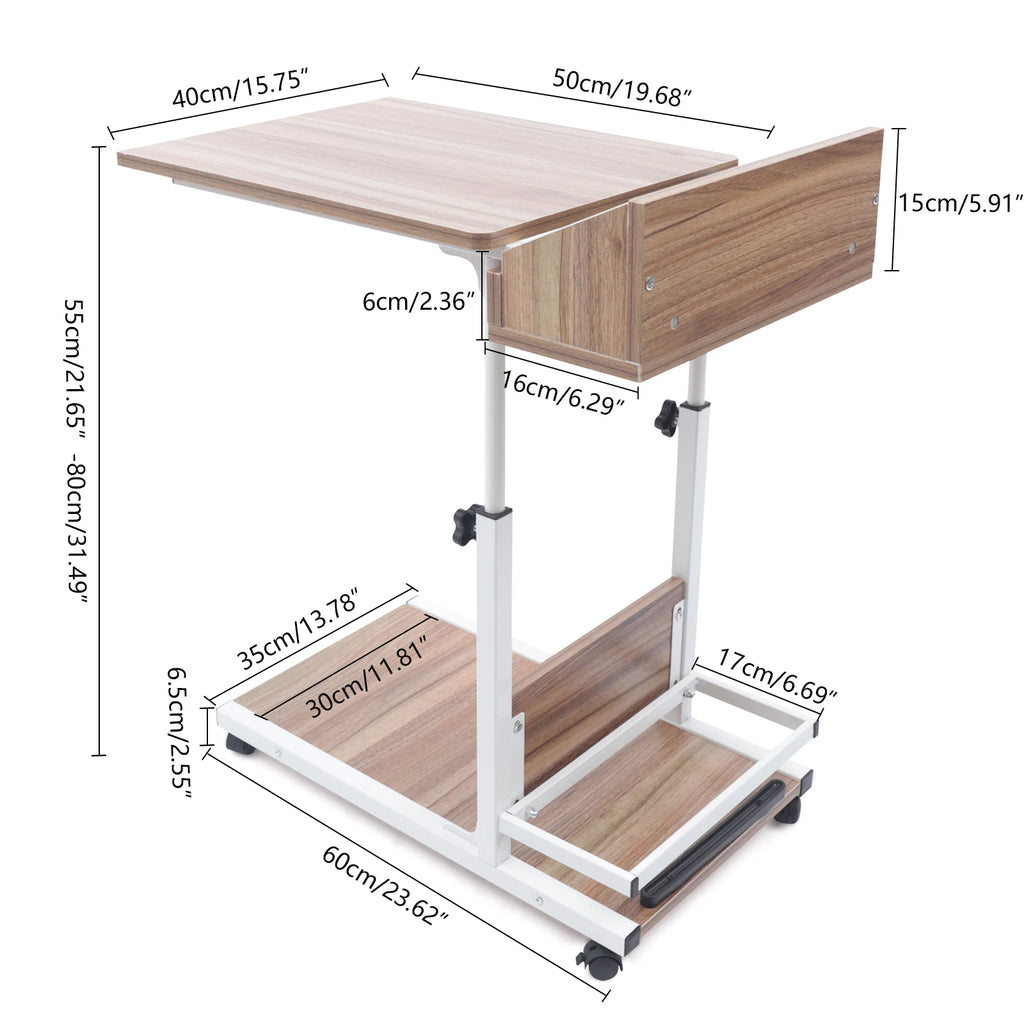C Shaped Adjustable Height End Table