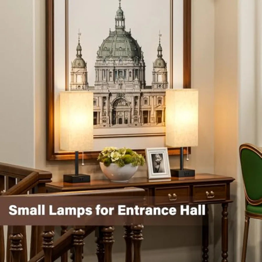 Small Rectangular Nightstand Lamp Set of 2