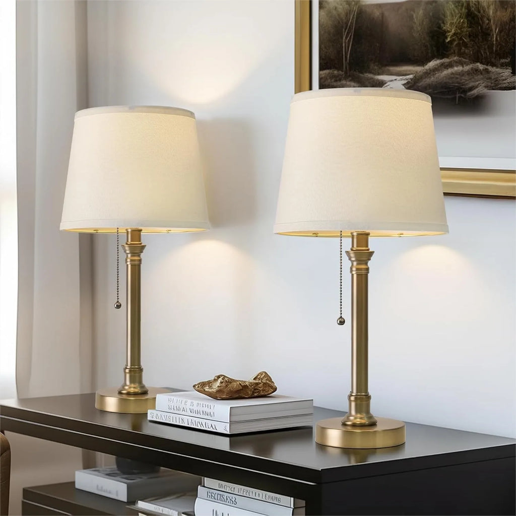 Warm Gold Table Lamps Set of 2