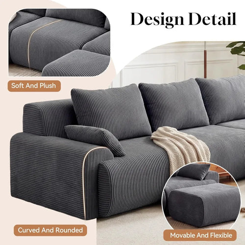 118'' Sectional Boneless Oversize Modular Couch