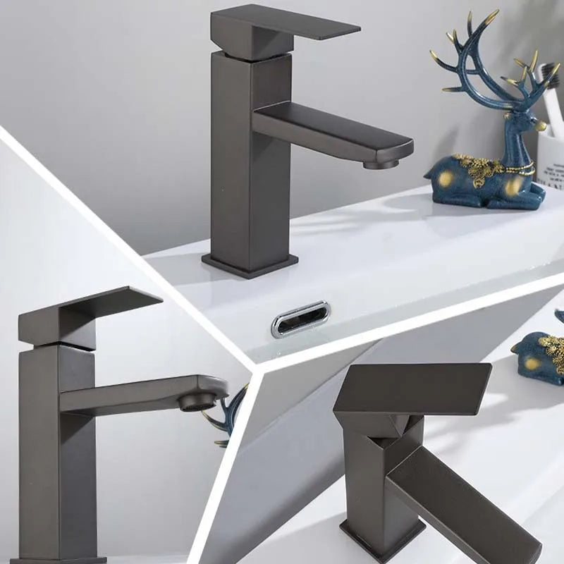 Stainless Steel Square Bathroom Washbasin Faucet