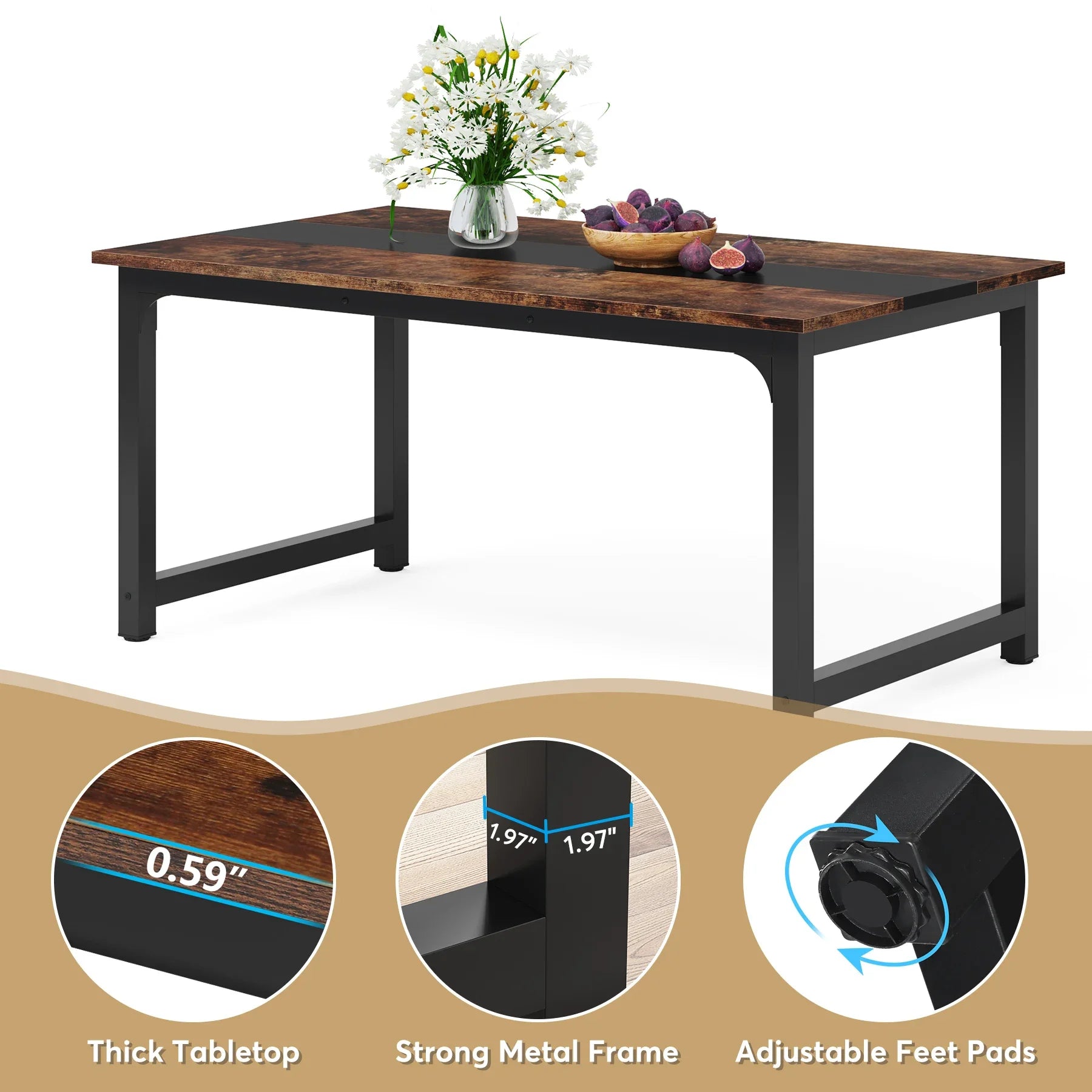 Industrial Rectangular Dining Table