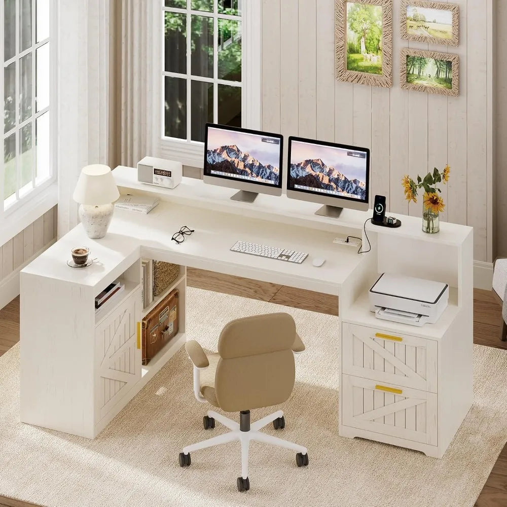 Farmhouse L Shaped Home Office Desk