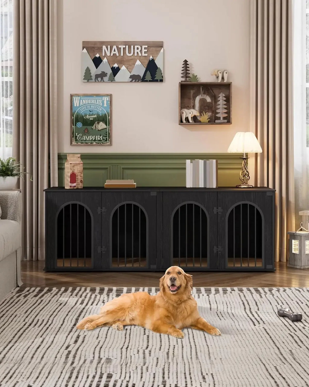 Indoor Dog Kennel Furniture for 2 Dogs