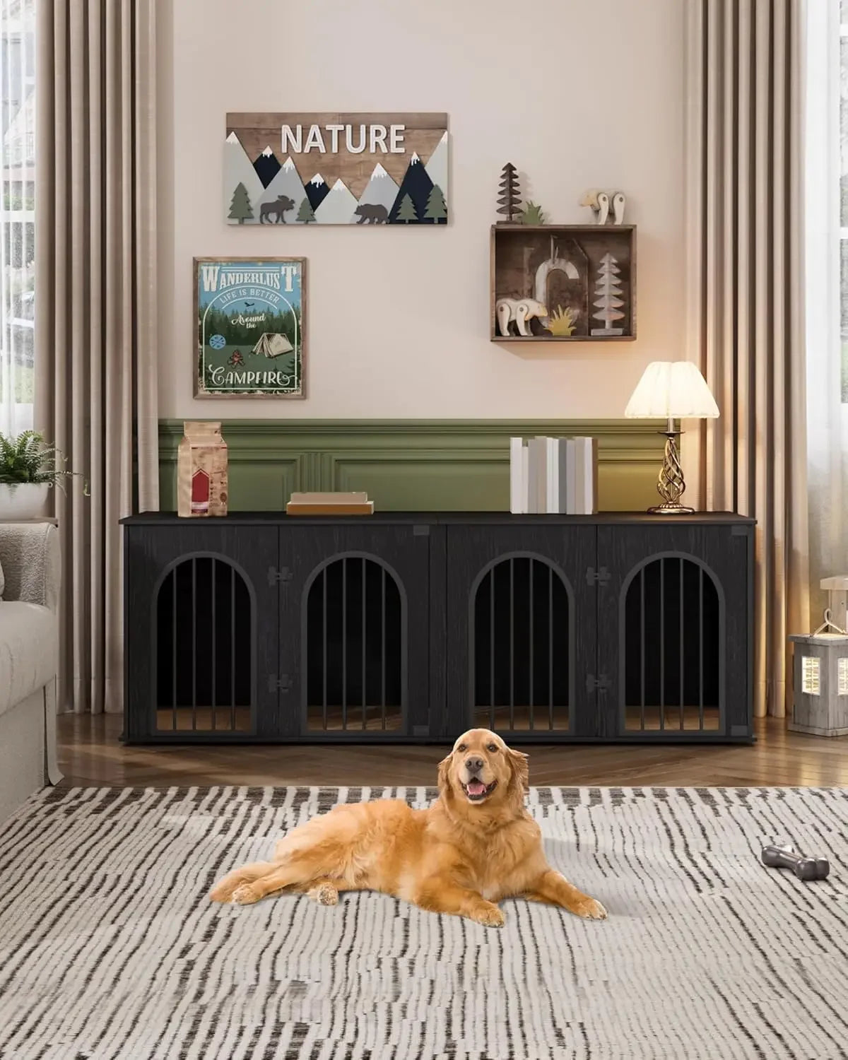 Indoor Dog Kennel Furniture for 2 Dogs